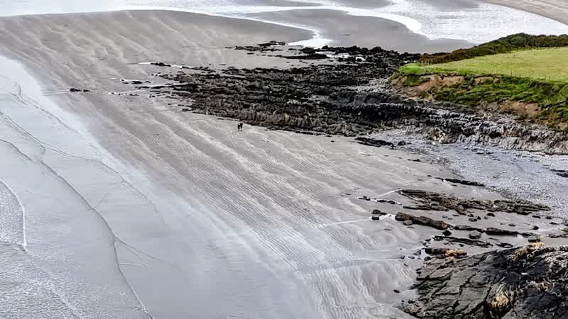 Poppit Sands sand and shoreline from above