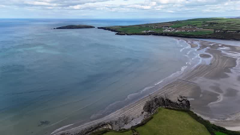 Aerial view of Poppit Sands beach