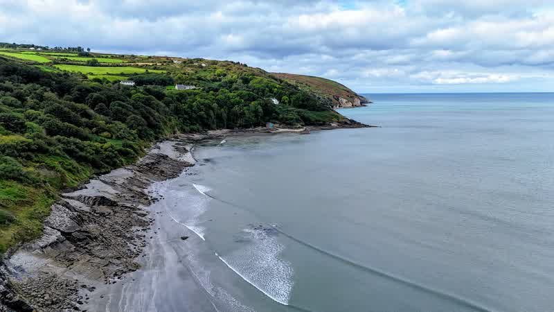 Coastline beside Poppit Sands from above